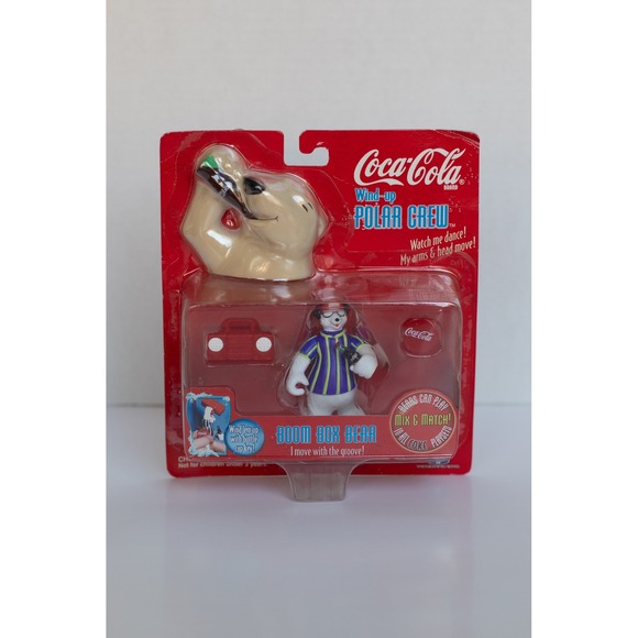 Coca-Cola Other - Vintage 1998 Coca-Cola Wind-up Polar Crew Boom Box Bear Figure Trendmasters NEW